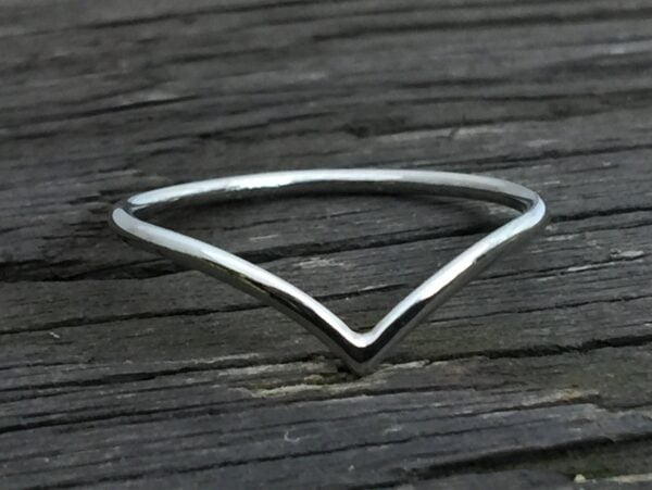 950 Platinum skinny chevron band, wishbone ring, platinum wrap ring