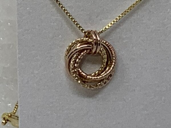 Love knot necklace, Algerian love knot in gold filled on box chain with lobster clasp - Image 3