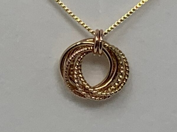 Love knot necklace, Algerian love knot in gold filled on box chain with lobster clasp