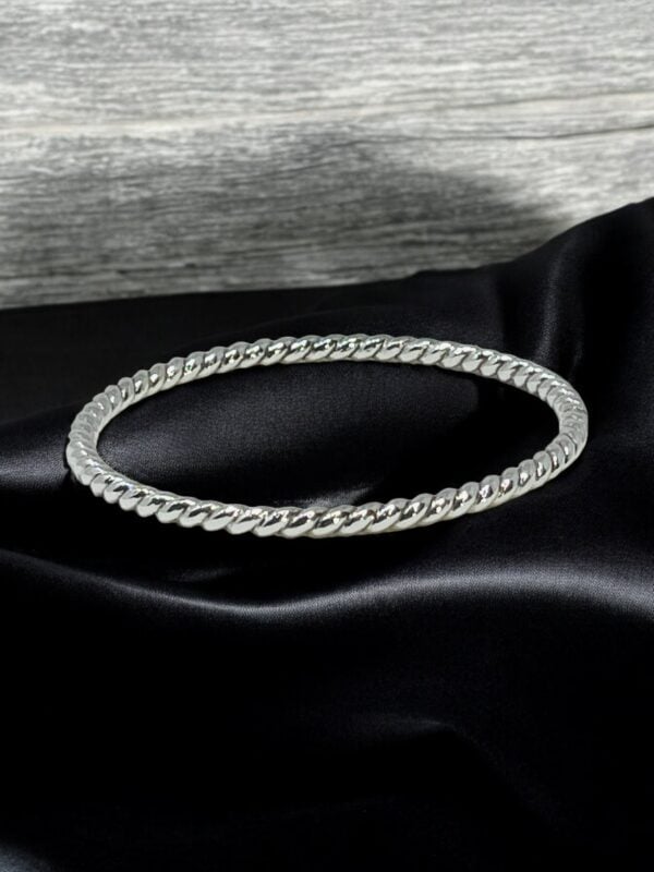 Handmade twisted Bangle Bracelet in 940 Argentium sterling silver - Image 4