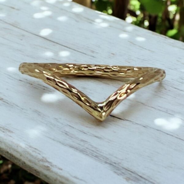 Gold faceted chevron ring, simple, classy, durable, sparkling handmade ring - Image 2