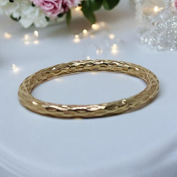 Gold faceted and plain band ring, simple, classy, durable, sparkling handmade ring - Image 2