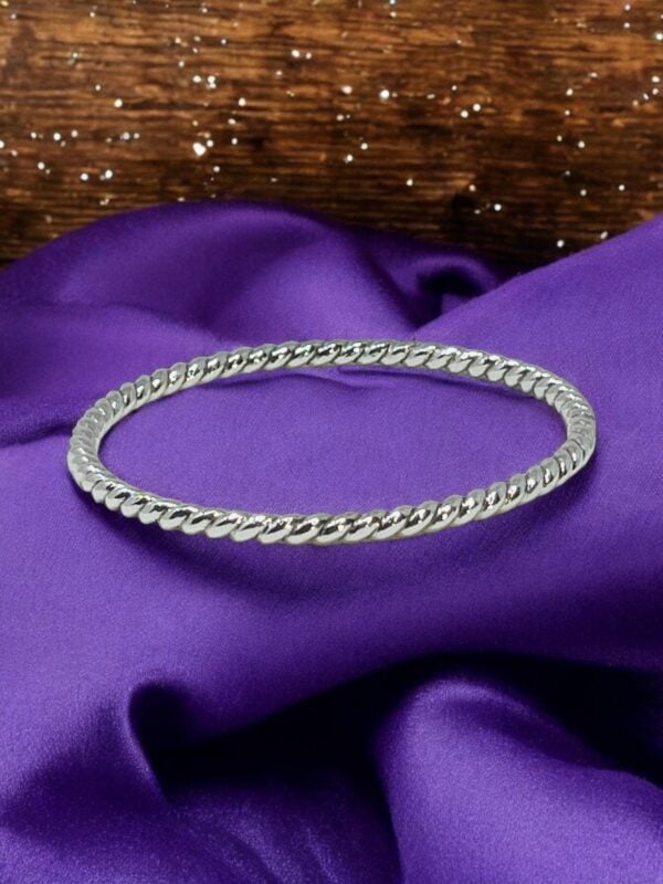 Handmade twisted Bangle Bracelet in 940 Argentium sterling silver