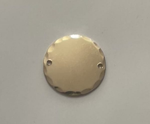 1/2" or 12.7mm Yellow Gold Fill 2 hole hammered disc, jewelry tag, round stamping blanks, 20g thick