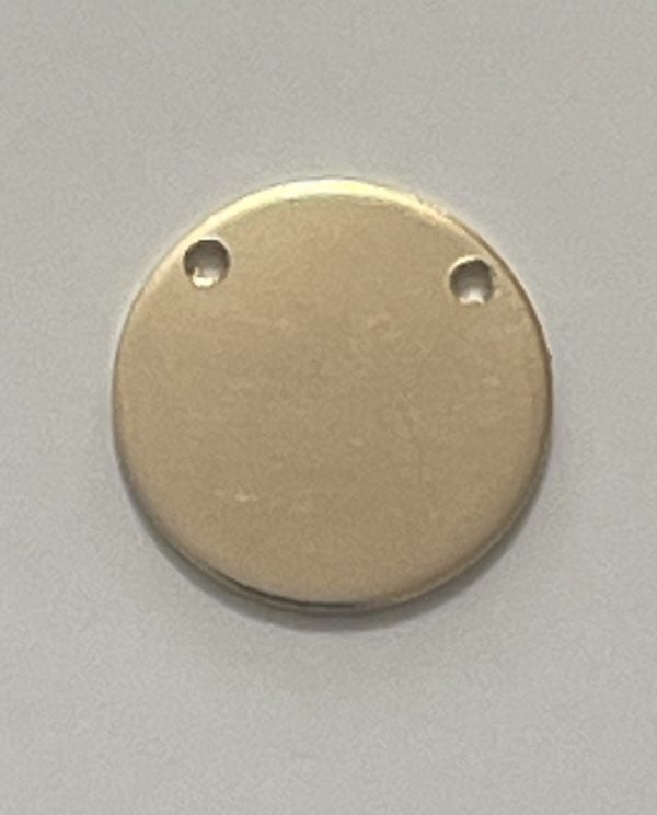 1/2" or 12.7mm Yellow Gold Fill 2 hole disc, jewelry tag, round stamping blanks, 20g thick