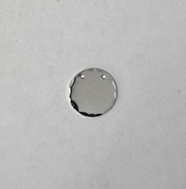 5/8" disc blank, 15.9mm Argentium Sterling Silver 940, 20 gauge thick, 2 hole hammered edge