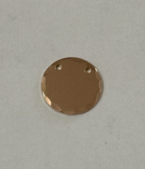 3/4" or 19.1mm Rose Gold Fill hammered edge 2 hole disc, jewelry tag, round stamping blanks, 20g thick (Copy)