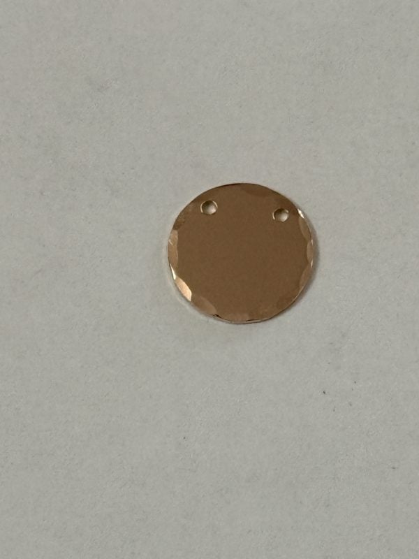 1/2" or 12.7mm Rose Gold Fill 2 hole hammered disc, jewelry tag, round stamping blanks, 20g thick